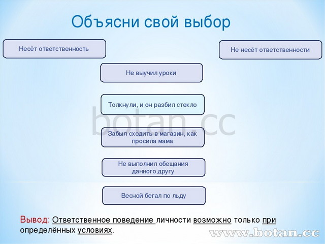 Объясните условие выбора