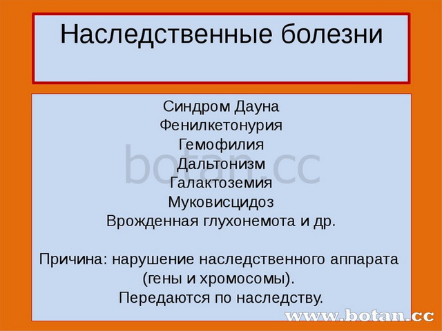 Наследственные заболевания биология 8 класс презентация